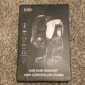 USB Hub Headset and Controller Gaming Stand - Black